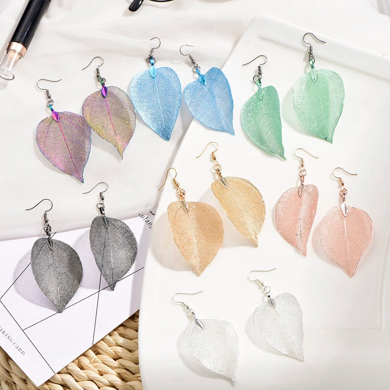 Vibrant Leaf Drop Earrings