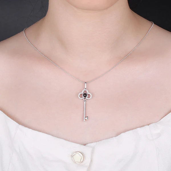 Engraved Memory Key Necklace