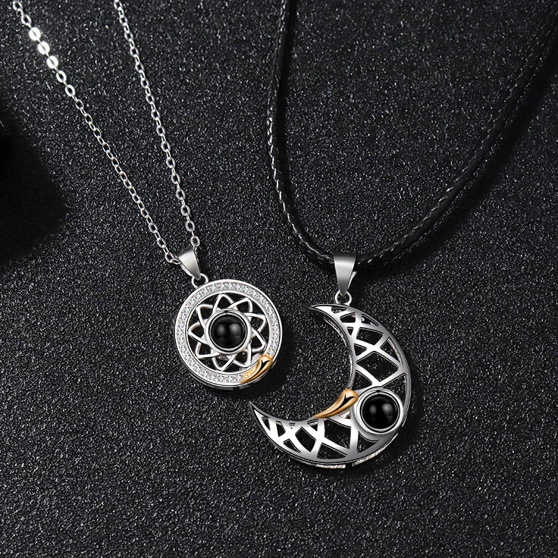 Sun Moon Couple Pendant Necklace