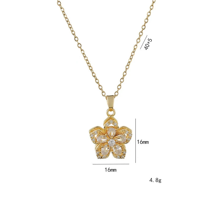 Ceres Flower Rotating Pendant Necklace