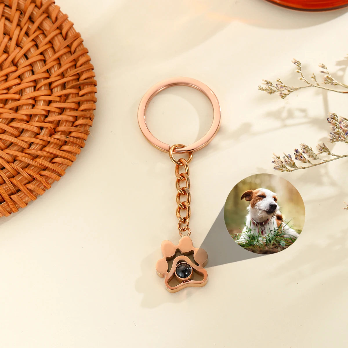 Paw Print Photo Key Ring
